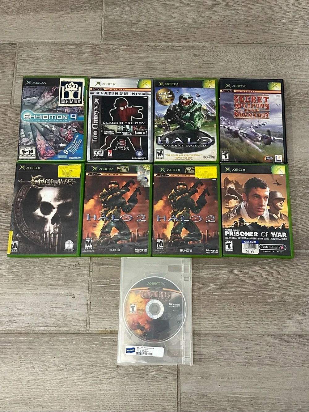 VTG Original Xbox Video Games (9) (Tom Clancy’s Classic Trilogy, Halo, Enclave)